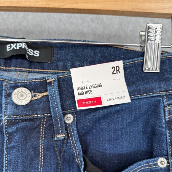 Express Womens Denim Perfect Ankle Skinny Jean Size 2 Dark Wash Center Seam NEW - Picture 6 of 15